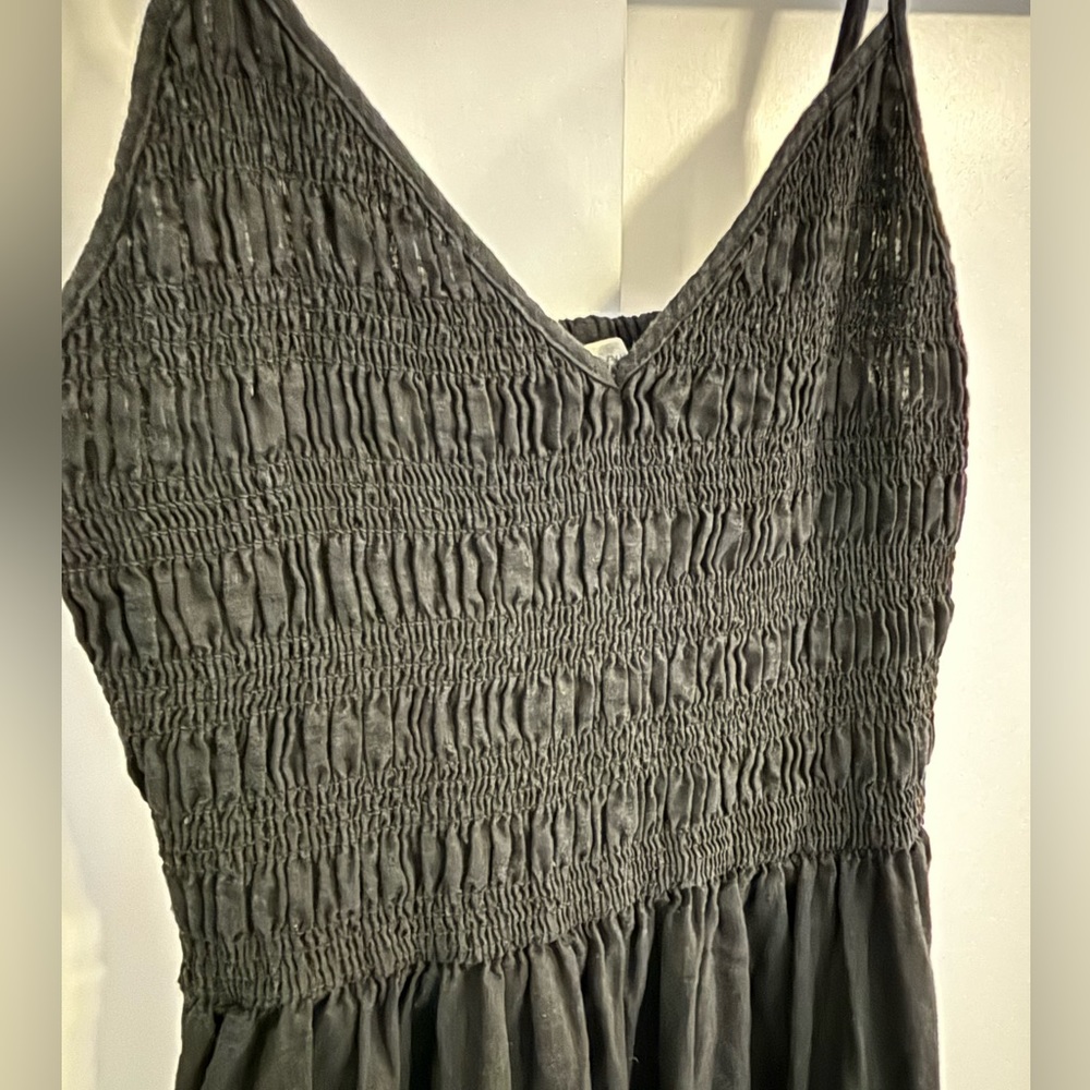 Black Urban Outfitters Linen Sundress Smocked Top